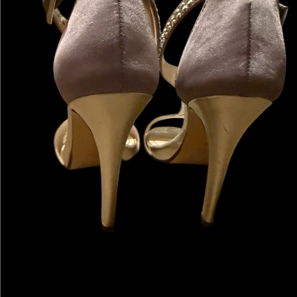 Caparros Metallic Sliver Studded T‑Strap Heels - Picture 9 of 9